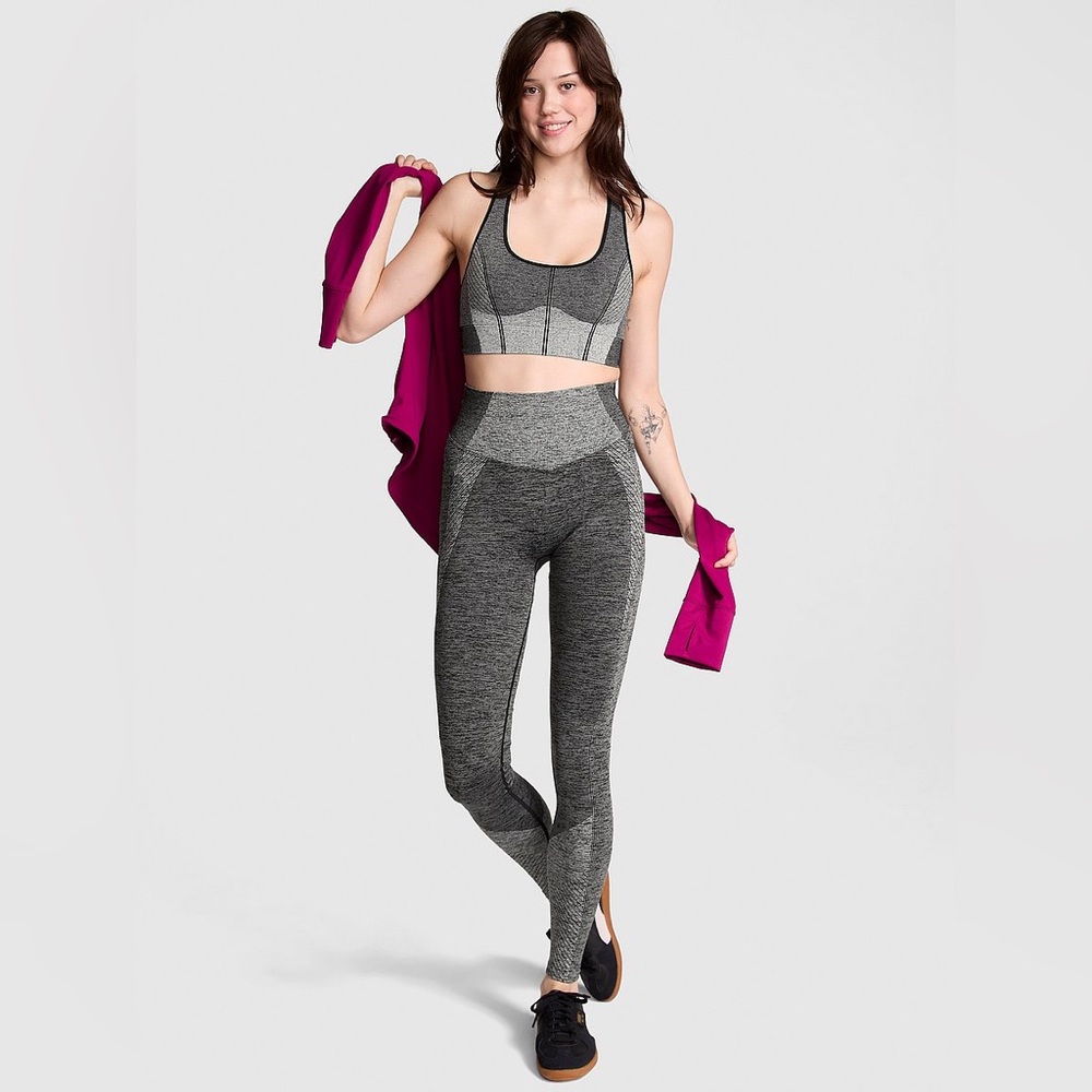 NWT Pink Victoria’s Secret Seamless Classic Leggings-Pure Black Marl